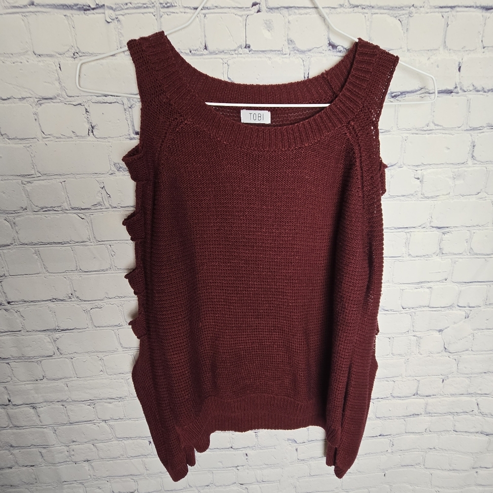 Tobi Deep Red Knit Top